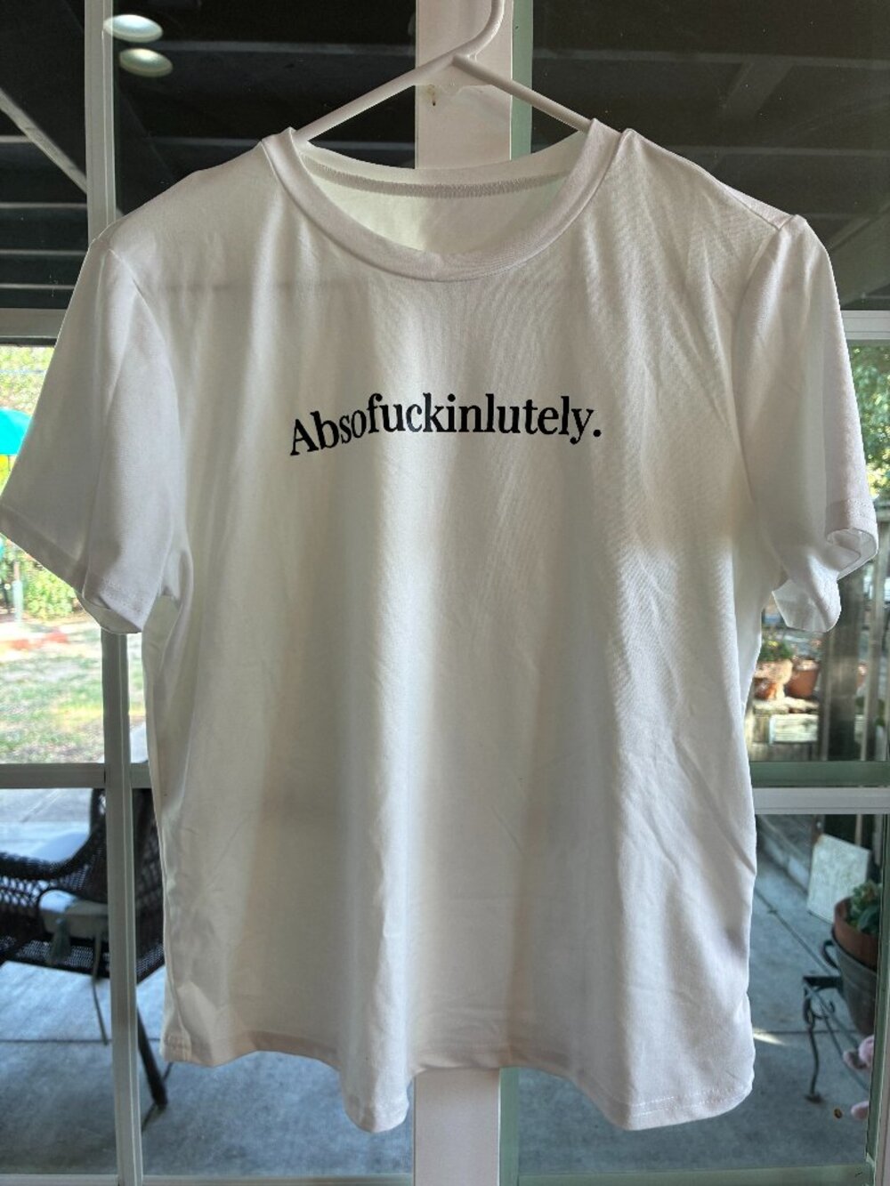 White crewneck graphic novelty t-shirt - size S